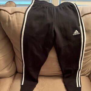 Adidas bottoms, black with white stripes,  boys, size 8